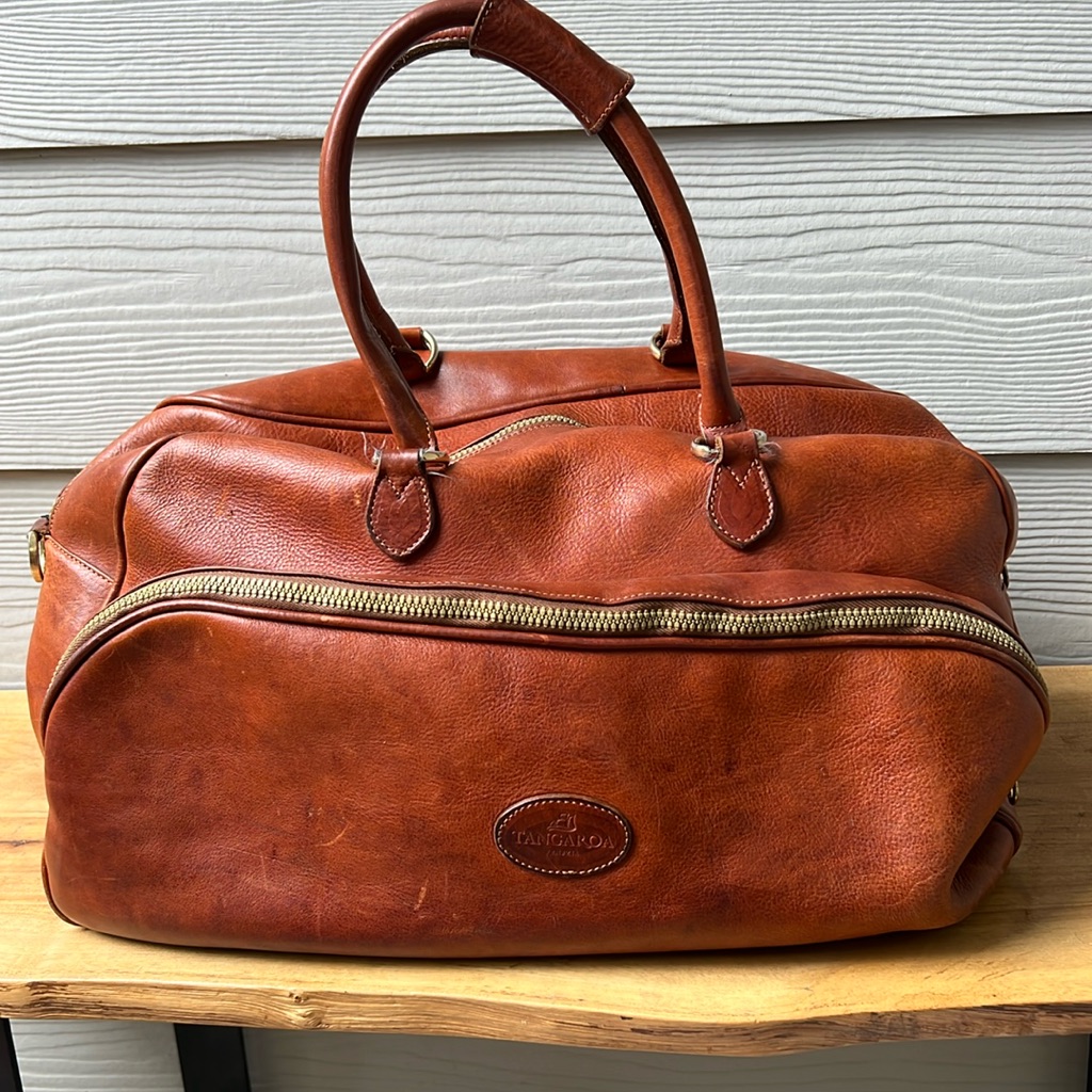 Vintage Light Brown Leather Terrida Weekender Bag